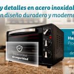 Grunkel - HR-23 - Horno eléctrico multifunción de sobremesa de 23l con 3 funciones de calor y selector de temperatura hasta 230ºC. Temporizador hasta 60 min - 1600W (Negro)