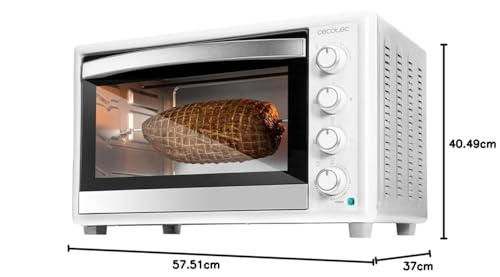 Cecotec Horno Convección de Sobremesa de 46 Litros Bake&Toast 4600 White Gyro. 2000 W, Luz Interior, 12 Funciones, Temperatura hasta 230º, Puerta de doble Cristal, Incluye Rustidor Giratorio