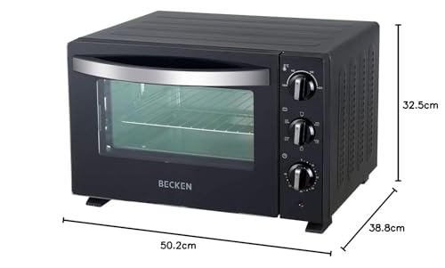 Becken Horno Eléctrico de Sobremesa – 30 L, 1500W, 6 Niveles de Potencia, Temporizador 60 min, Grill y Luz Interior | Negro