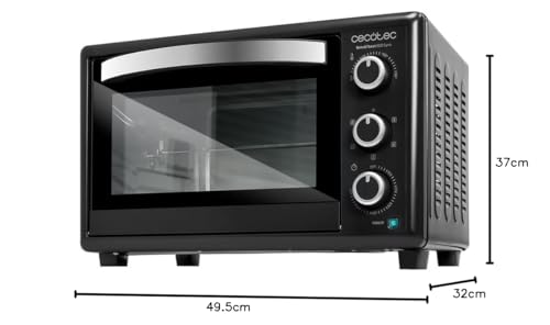 Cecotec Horno de Sobremesa Bake&Toast 3090 Black Gyro – 30 L, 1500W, 12 Funciones, Convección y Rustidor Giratorio