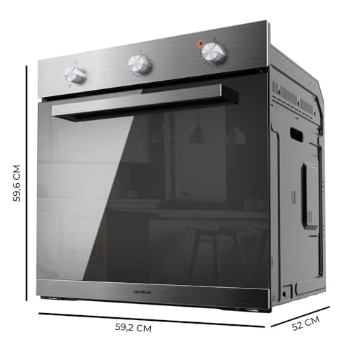 Cecotec Horno Integrable Convencional Bolero Hexa C136000 Mirror Time A. 2800W, 77L, Bajo Consumo, Temporizador, 4 Funciones, Steam Assist, Steam EasyClean, Cooling Fan, Triple Glass, Luz Interior