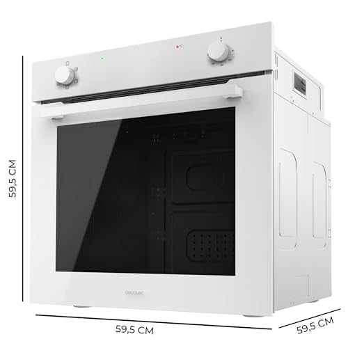 Cecotec Horno Integrable Convencional de 80L Bolero Hexa C126400 Glass White. 2800W, 5 Funciones, Bajo Consumo, Luz Interior, Steam Assist, Steam EasyClean, Puerta Fría con 2 Cristales