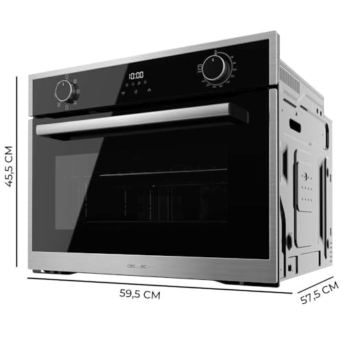 Cecotec Horno Integrable 45cm Alto Multifunción Bolero Hexa M224500 Edge A. 2600W, 53L Capacidad, 7 Funciones, Grill, Fan Assisted Grill, Convección, Defrost, Steam Base X2, Steam EasyClean, Vapor
