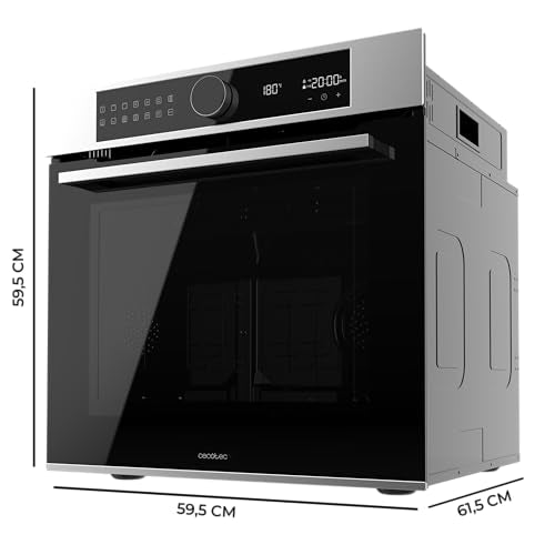Cecotec Horno Integrable Pirolítico -73L Bolero Hexa P516000 Line. 3250W, 14 Funciones, Dual Display, Pizza y Airfryer Master, Cooling Fan, Precalentamiento Rápido, Modo Defrost, Convección, Modo Eco