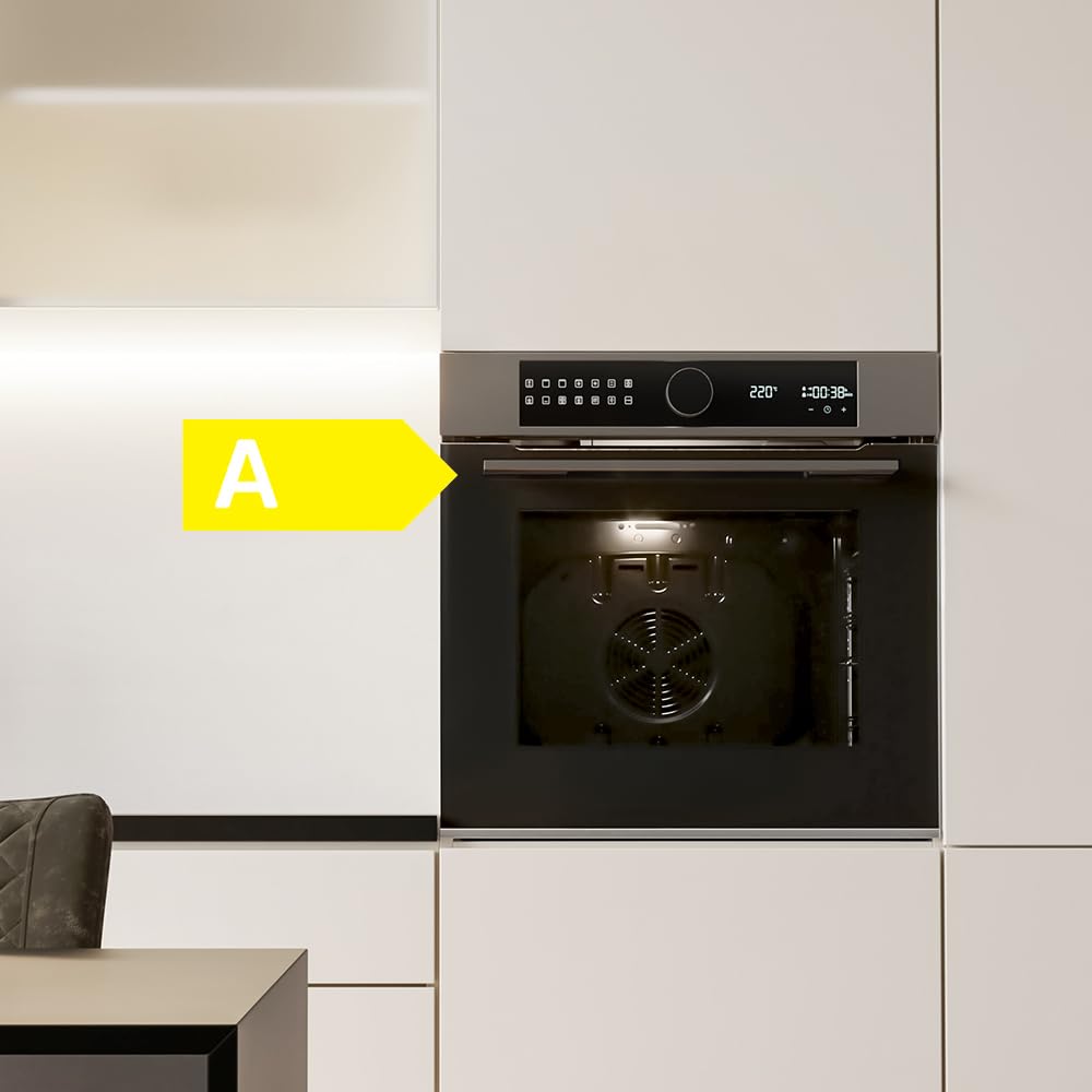 Cecotec Horno Integrable Pirolítico -73L Bolero Hexa P516000 Line. 3250W, 14 Funciones, Dual Display, Pizza y Airfryer Master, Cooling Fan, Precalentamiento Rápido, Modo Defrost, Convección, Modo Eco