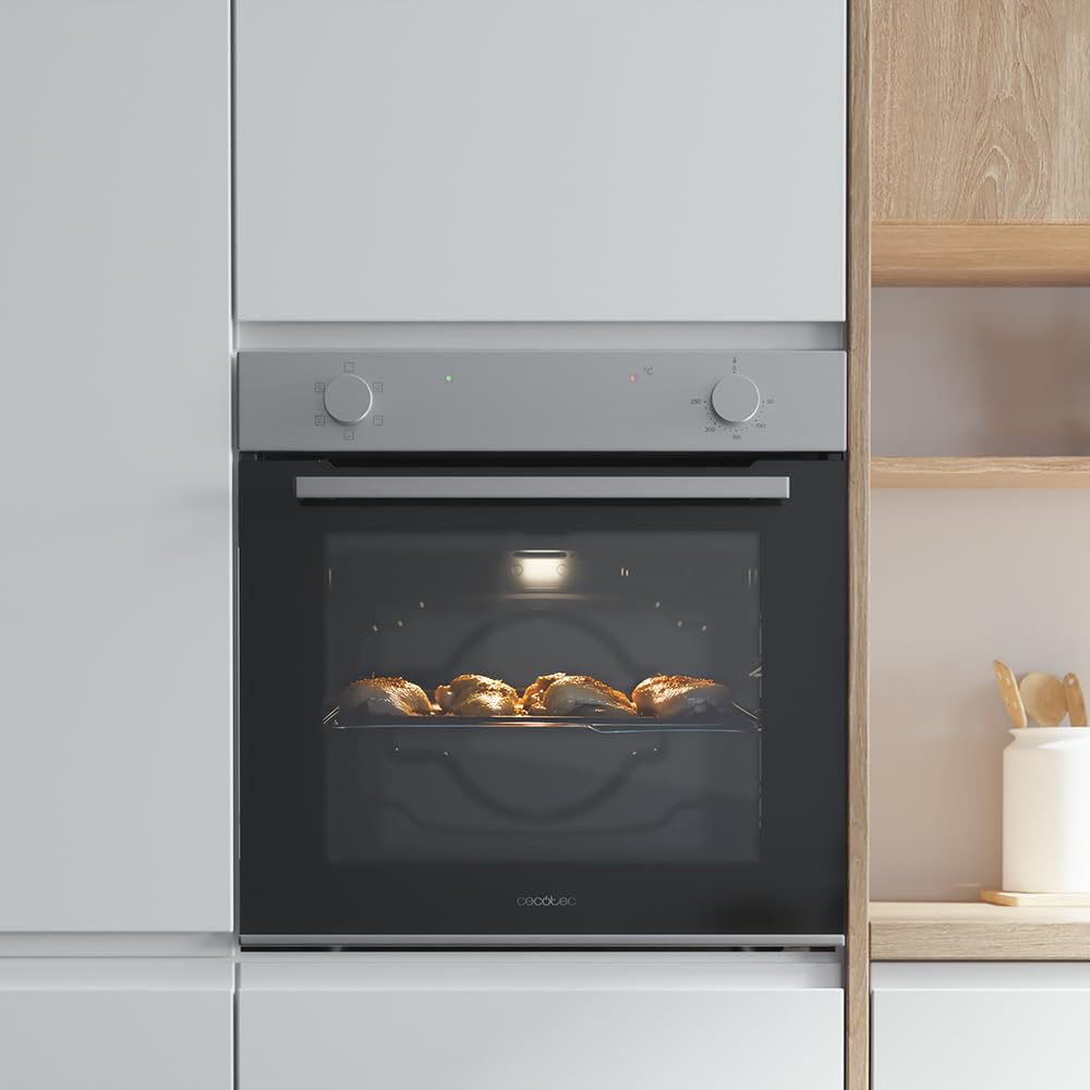 Cecotec Horno Integrable Convencional de 80L Bolero Hexa C126400 Line. 2800W, 5 Funciones, Bajo Consumo, Luz Interior, Steam Assist, Steam EasyClean, Puerta Fría con 2 Cristales