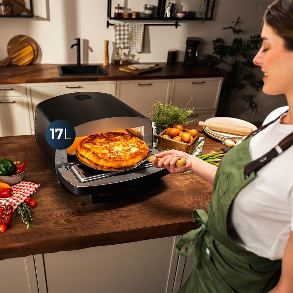 Cecotec Horno para Pizza Multifuncional Pizza&Co 500 Max. 2200W, 13L, Pantalla LED, Temperatura 60º-500ºC, Funciones Especiales, Doble Resistencia, Tamaño Pizzas 13", Accesorios Incluidos