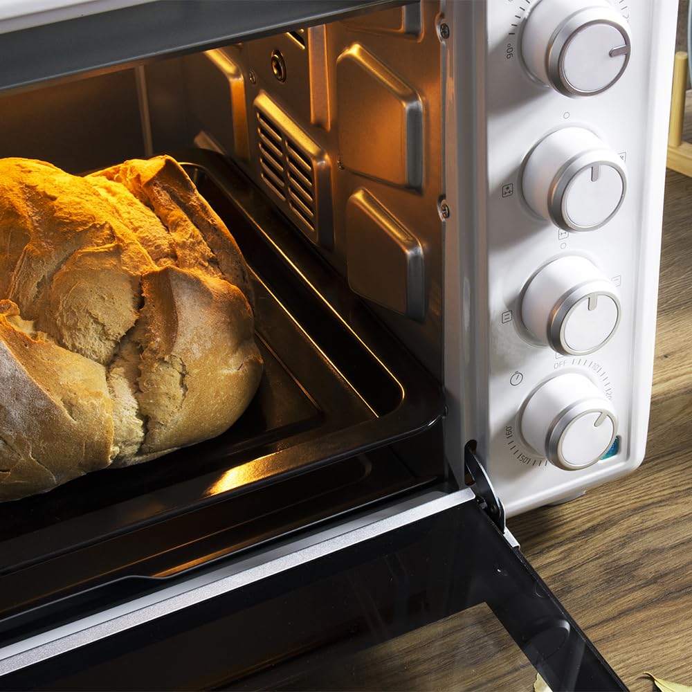 Cecotec Horno Convección de Sobremesa de 46 Litros Bake&Toast 4600 White Gyro. 2000 W, Luz Interior, 12 Funciones, Temperatura hasta 230º, Puerta de doble Cristal, Incluye Rustidor Giratorio