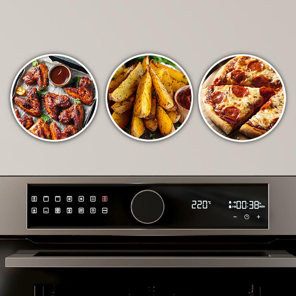 Cecotec Horno Integrable Pirolítico -73L Bolero Hexa P516000 Line. 3250W, 14 Funciones, Dual Display, Pizza y Airfryer Master, Cooling Fan, Precalentamiento Rápido, Modo Defrost, Convección, Modo Eco