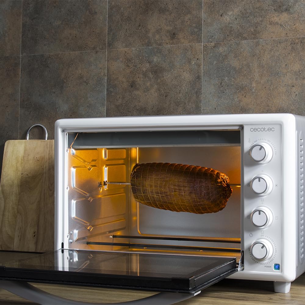 Cecotec Horno Convección de Sobremesa de 46 Litros Bake&Toast 4600 White Gyro. 2000 W, Luz Interior, 12 Funciones, Temperatura hasta 230º, Puerta de doble Cristal, Incluye Rustidor Giratorio