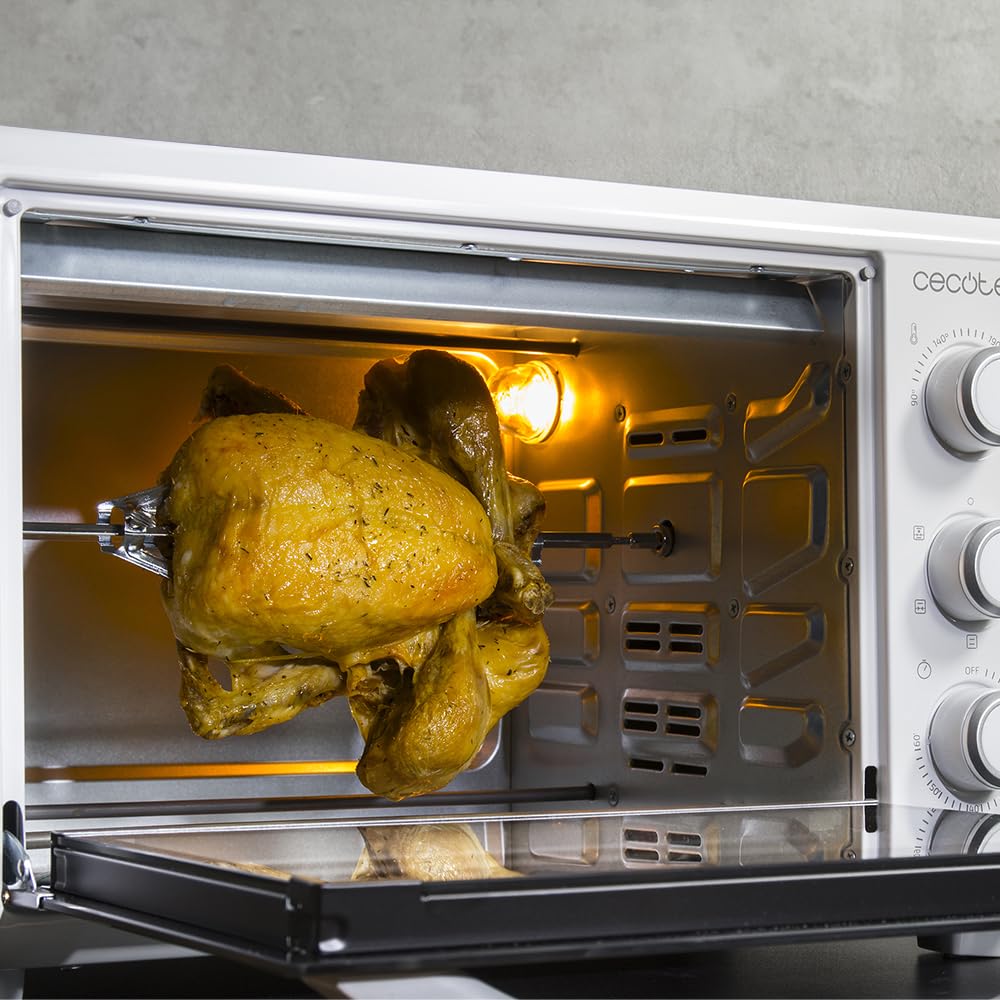 Cecotec Horno de Sobremesa Bake&Toast 3090 White Gyro – 30 L, 1500W, 5 Funciones, Convección y Rustidor Giratorio | Blanco