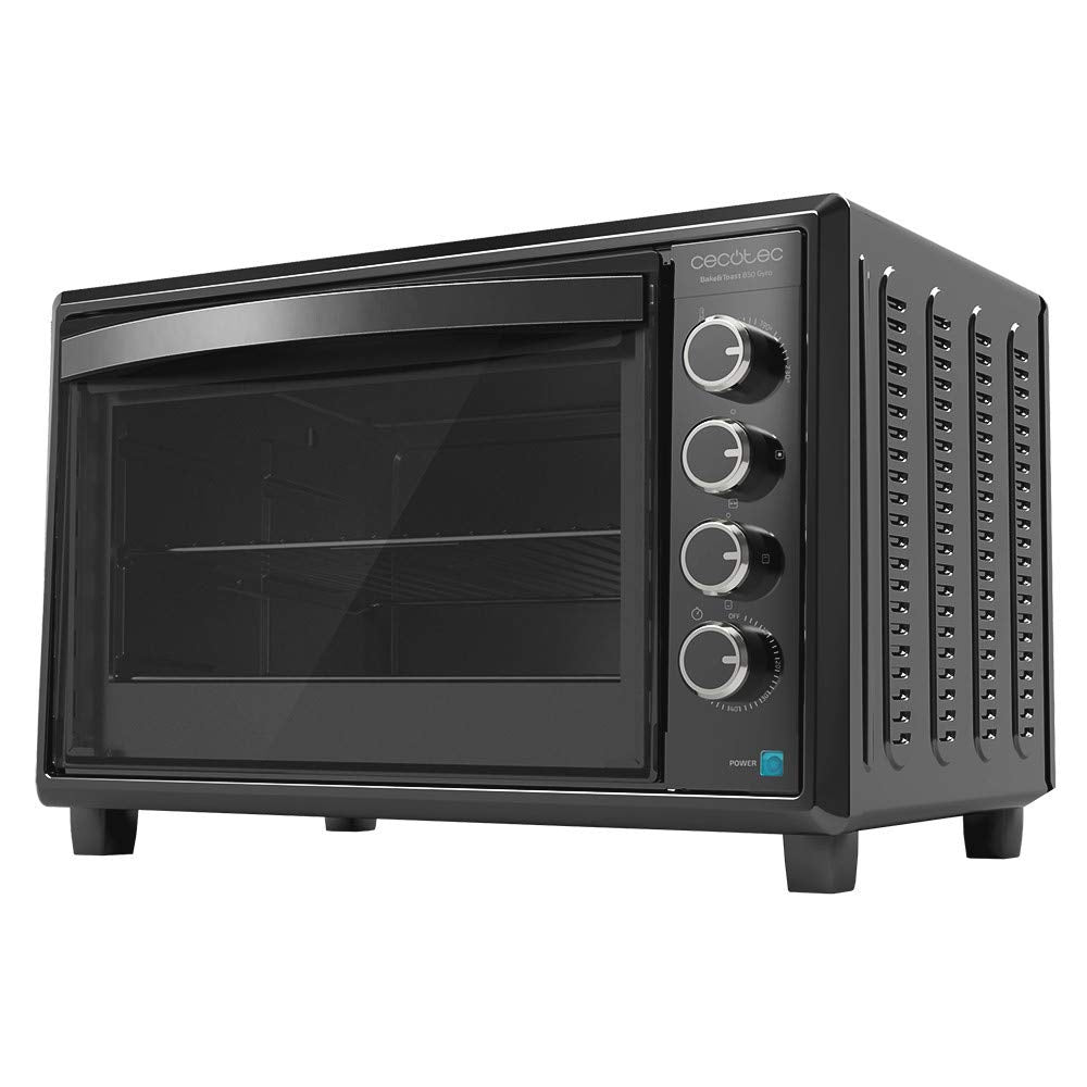 Cecotec Horno de sobremesa Bake&Toast 850 Gyro. 2200 W, Capacidad 60 litros, Cocina por convección, 12 Funciones, Incluye Rustidor Giratorio, Luz Interior, Puerta de Doble Cristal