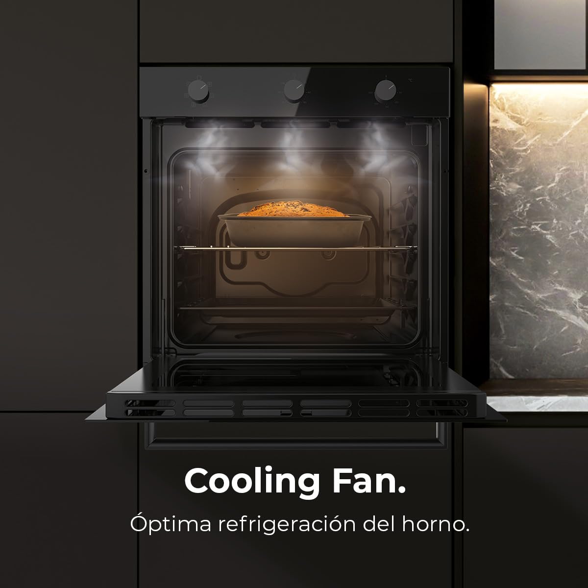 Cecotec Horno Integrable Multifunción 70L Bolero Hexa M236000 Glass Black Time. 2800W, 6 Funciones, Temporizador, Steam Base XXL, Steam Assist, Steam EasyClean, Cooling Fan, Modo Defrost, Convección