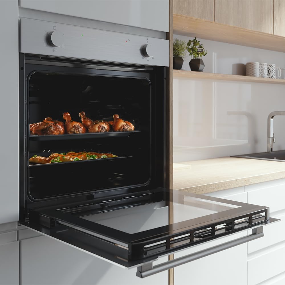 Cecotec Horno Integrable Convencional de 77L Bolero Hexa C126001 Line A. 2800W, 5 Funciones, Bajo Consumo, Luz Interior, Steam Assist, Steam EasyClean, Puerta Fría con 2 Cristales