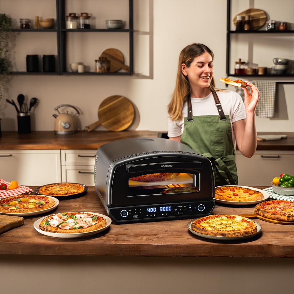 Cecotec Horno para Pizza Multifuncional Pizza&Co 500 Max. 2200W, 13L, Pantalla LED, Temperatura 60º-500ºC, Funciones Especiales, Doble Resistencia, Tamaño Pizzas 13", Accesorios Incluidos
