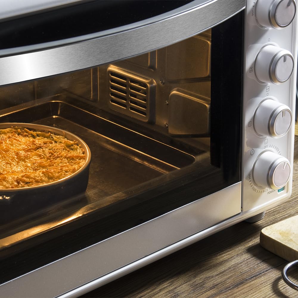 Cecotec Horno Convección de Sobremesa de 46 Litros Bake&Toast 4600 White Gyro. 2000 W, Luz Interior, 12 Funciones, Temperatura hasta 230º, Puerta de doble Cristal, Incluye Rustidor Giratorio