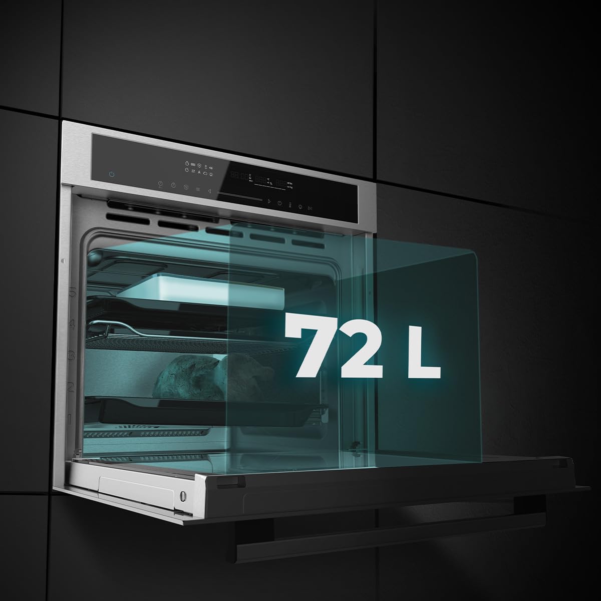 Cecotec Horno Integrable 60cm Bolero Hexa SM406000 Line A+. 2900W, 72L, 12 Funciones, Piedra para Pizza, Steam Assist, Steam EasyClean, Modo Eco y Defrost, Electronic Timer