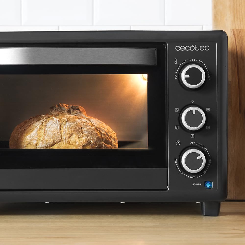 Cecotec Horno de Sobremesa Bake&Toast 3090 Black Gyro – 30 L, 1500W, 12 Funciones, Convección y Rustidor Giratorio