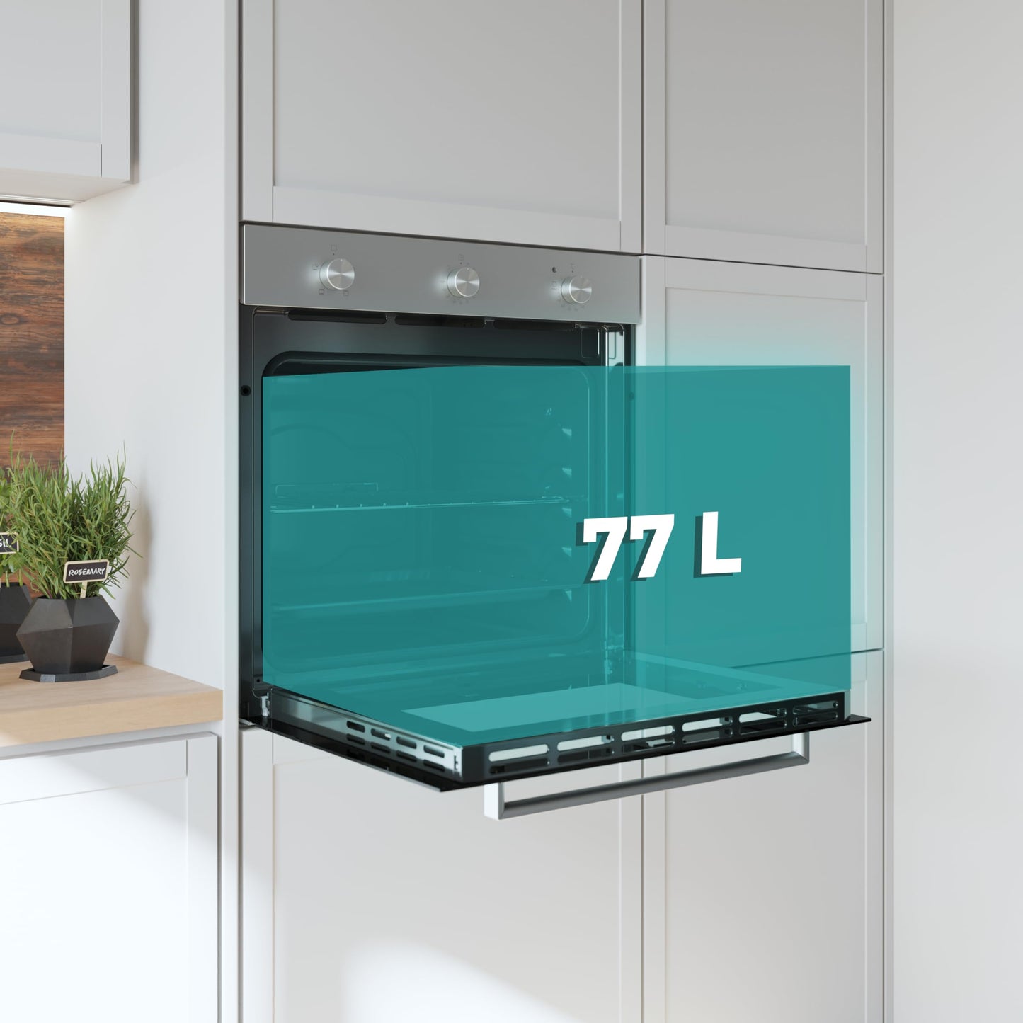 Cecotec Horno Integrable Convencional Bolero Hexa C136000 Mirror Time A. 2800W, 77L, Bajo Consumo, Temporizador, 4 Funciones, Steam Assist, Steam EasyClean, Cooling Fan, Triple Glass, Luz Interior