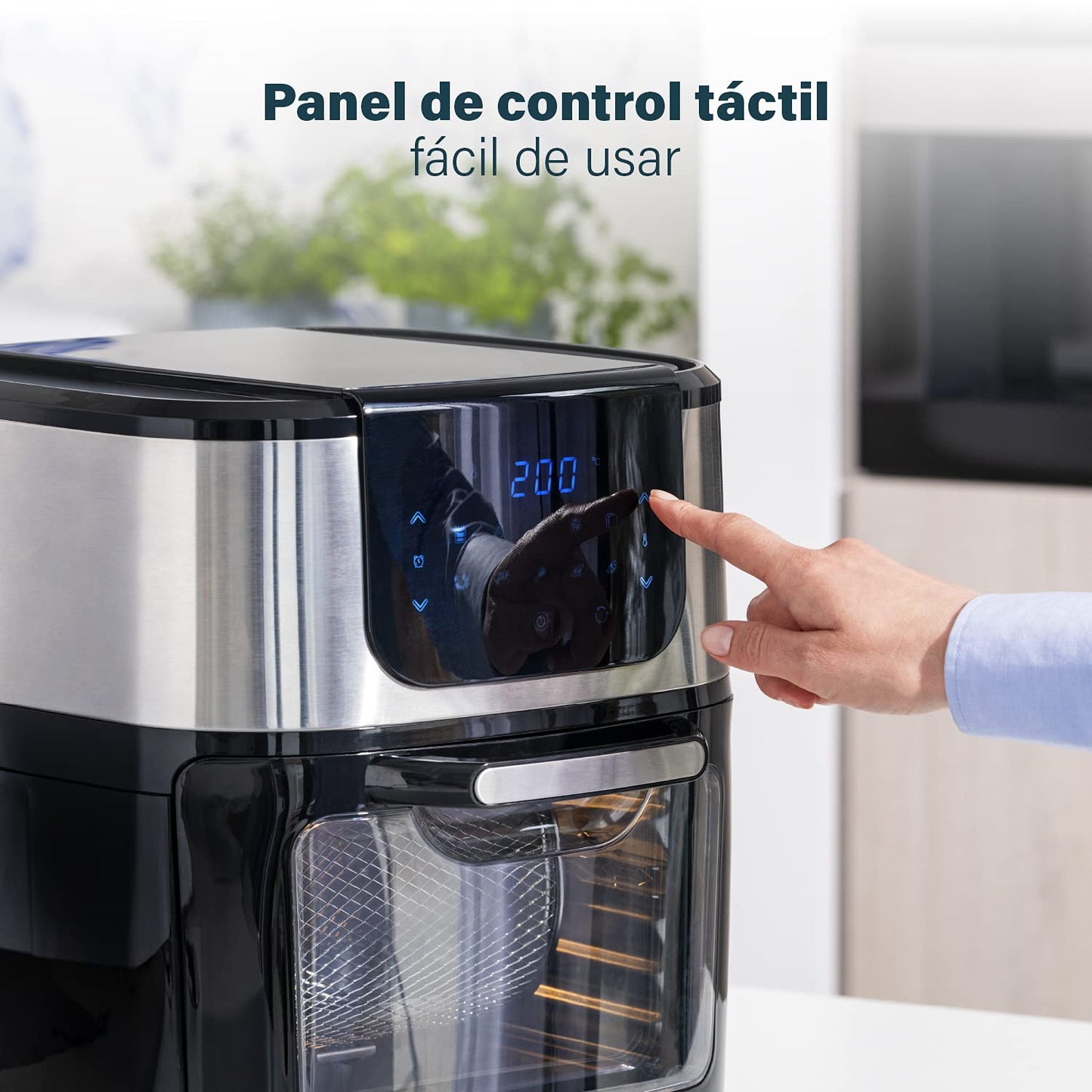 Princess Freidora de Aire y Horno Eléctrico 11 L – 1800W, 10 Programas, Pantalla Digital Táctil, Multifunción con Accesorios Incluidos