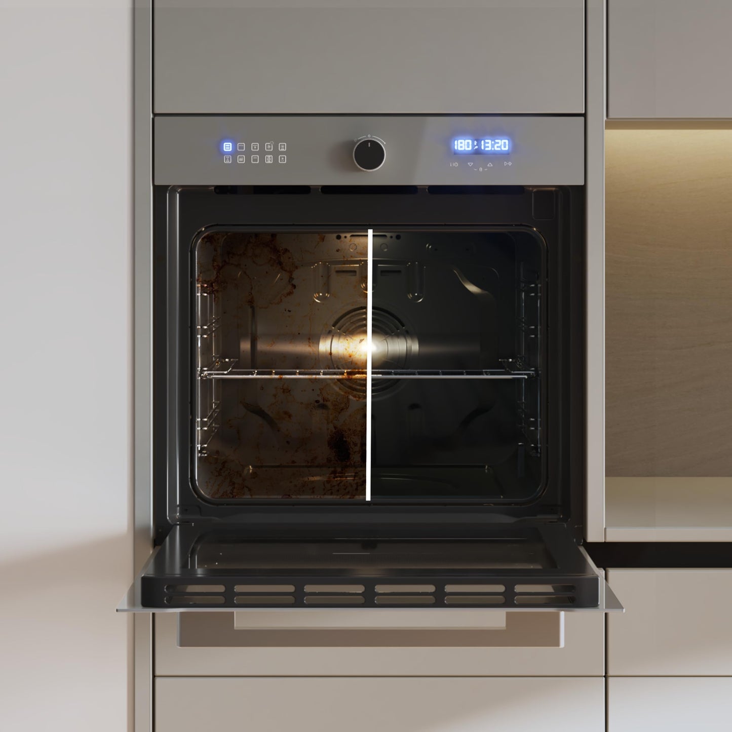 Cecotec Horno Integrable Multifunción 60cm Bolero Hexa AF316000 Glass Grey A 3400W, 81L Capacidad, 11 Funciones con Airfryer Master, Pizza Master, Steam Asisst, Steam EasyClean, 3D Cooking, Defrost