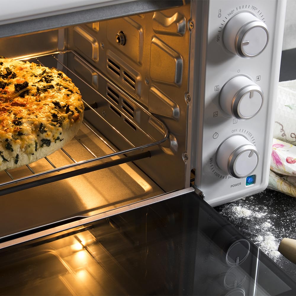 Cecotec Horno de Sobremesa Bake&Toast 3090 White Gyro – 30 L, 1500W, 5 Funciones, Convección y Rustidor Giratorio | Blanco