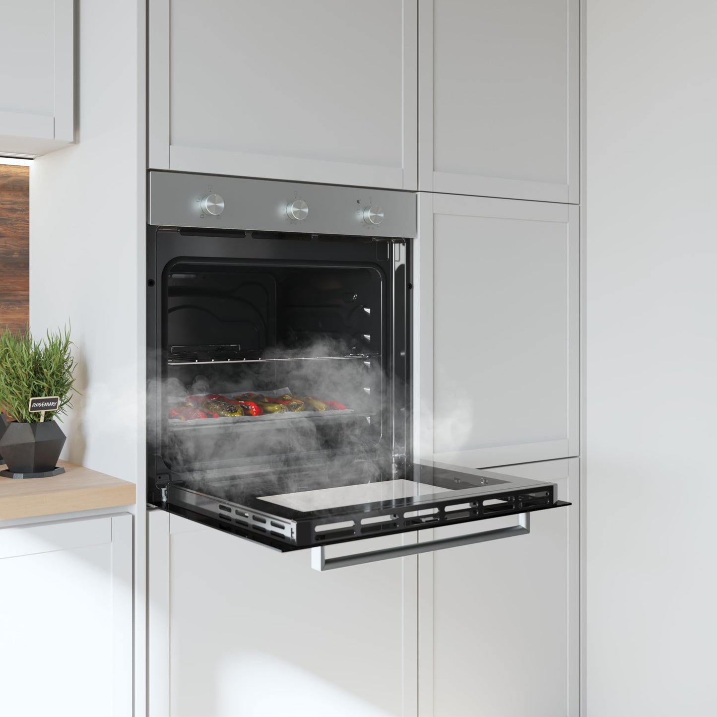 Cecotec Horno Integrable Convencional Bolero Hexa C136000 Mirror Time A. 2800W, 77L, Bajo Consumo, Temporizador, 4 Funciones, Steam Assist, Steam EasyClean, Cooling Fan, Triple Glass, Luz Interior
