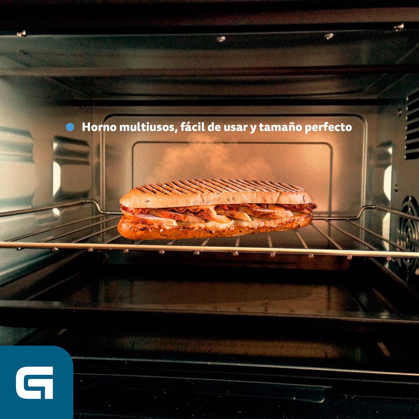 Grunkel - HR-23 - Horno eléctrico multifunción de sobremesa de 23l con 3 funciones de calor y selector de temperatura hasta 230ºC. Temporizador hasta 60 min - 1600W (Negro)