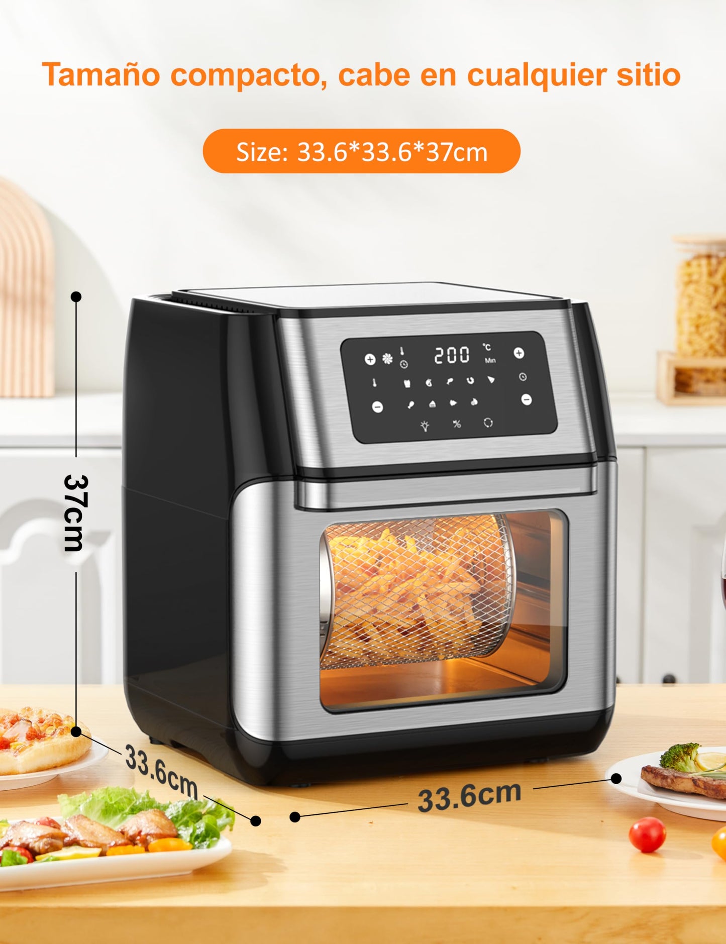 Innsky Freidora sin Aceite 10L, 1500W Freidora Aire con 10 Programas, Air Fryer con 6 Accesorios, Horno Aire Caliente, Deshidratar, Pantalla LED Táctil, Temporizador, con Recetas