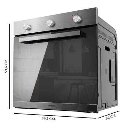 Cecotec Horno Integrable Convencional Bolero Hexa C136000 Mirror Time A. 2800W, 77L, Bajo Consumo, Temporizador, 4 Funciones, Steam Assist, Steam EasyClean, Cooling Fan, Triple Glass, Luz Interior