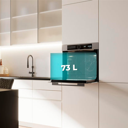 Cecotec Horno Integrable Pirolítico -73L Bolero Hexa P516000 Line. 3250W, 14 Funciones, Dual Display, Pizza y Airfryer Master, Cooling Fan, Precalentamiento Rápido, Modo Defrost, Convección, Modo Eco