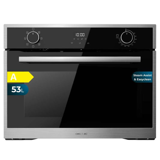 Cecotec Horno Integrable 45cm Alto Multifunción Bolero Hexa M224500 Edge A. 2600W, 53L Capacidad, 7 Funciones, Grill, Fan Assisted Grill, Convección, Defrost, Steam Base X2, Steam EasyClean, Vapor