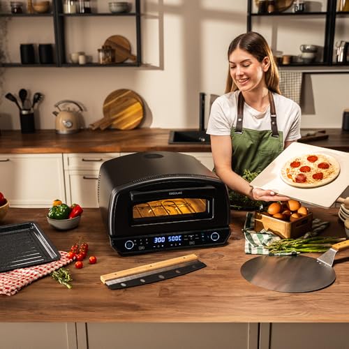 Cecotec Horno para Pizza Multifuncional Pizza&Co 500 Max. 2200W, 13L, Pantalla LED, Temperatura 60º-500ºC, Funciones Especiales, Doble Resistencia, Tamaño Pizzas 13", Accesorios Incluidos