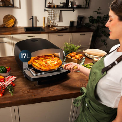 Cecotec Horno para Pizza Multifuncional Pizza&Co 500 Max. 2200W, 13L, Pantalla LED, Temperatura 60º-500ºC, Funciones Especiales, Doble Resistencia, Tamaño Pizzas 13", Accesorios Incluidos