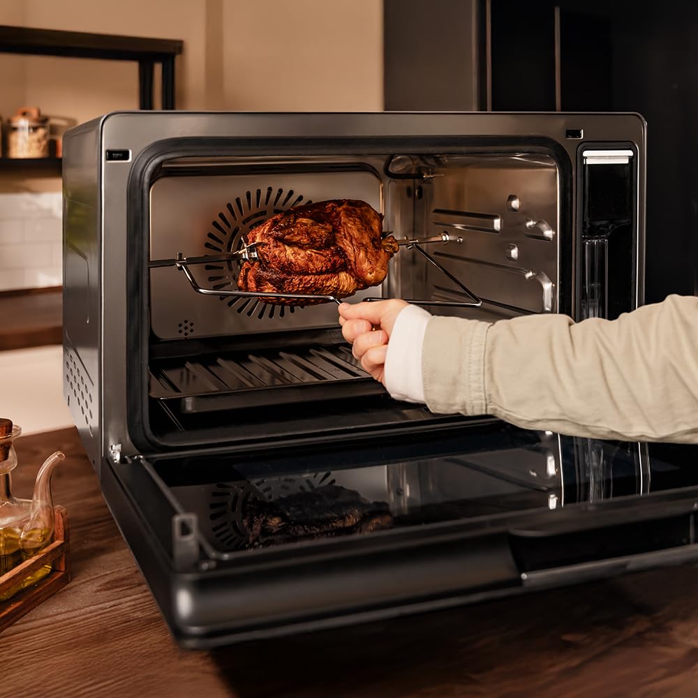 Cecotec Horno Eléctrico de Sobremesa de Vapor de 40L Bake&Steam 4000 Combi Gyro Advance. 2400W, Vapor, Convección y Freidora de Aire, 8 Funciones, Función de Autolimpieza, Rustidor y Depósito 1,4L