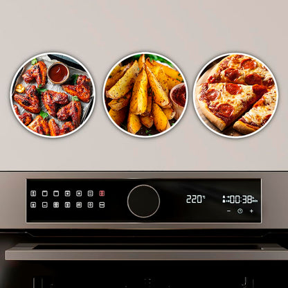 Cecotec Horno Integrable Pirolítico -73L Bolero Hexa P516000 Line. 3250W, 14 Funciones, Dual Display, Pizza y Airfryer Master, Cooling Fan, Precalentamiento Rápido, Modo Defrost, Convección, Modo Eco