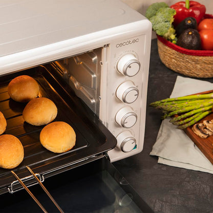 Cecotec Horno Convección de Sobremesa de 60 Litros Bake&Toast 6090 White Gyro. 2200 W, Luz Interior, 12 Funciones, Temperatura hasta 230º, Puerta de doble Cristal, Incluye Rustidor Giratorio