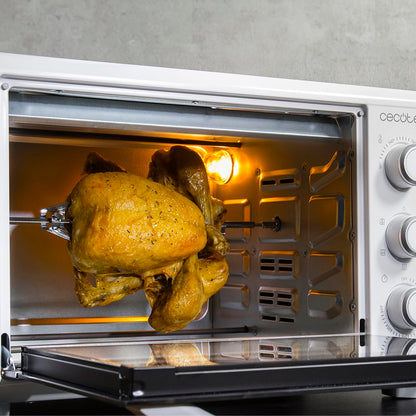 Cecotec Horno de Sobremesa Bake&Toast 3090 White Gyro – 30 L, 1500W, 5 Funciones, Convección y Rustidor Giratorio | Blanco