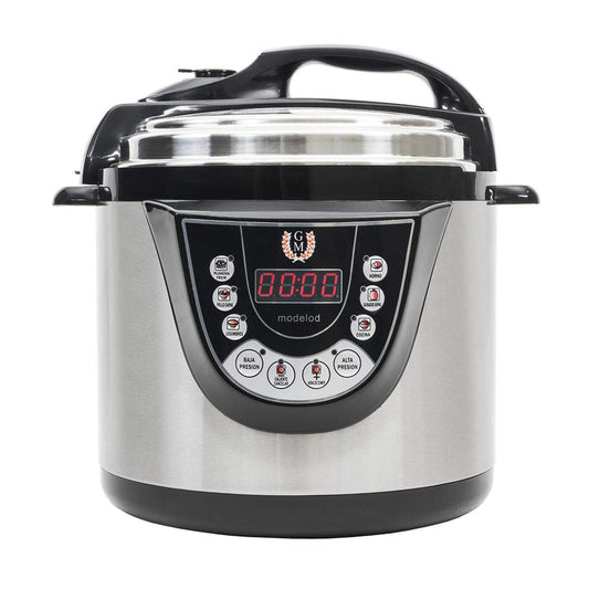 Cecotec Olla Electrica a Presión Programable Olla GM Modelo D, Multifunción, 6 Menús, Función Freír, Capacidad de 6l, 70-125 kPa, Programable 24h, Incluye Recetario, 1000W, Acero Y Negro