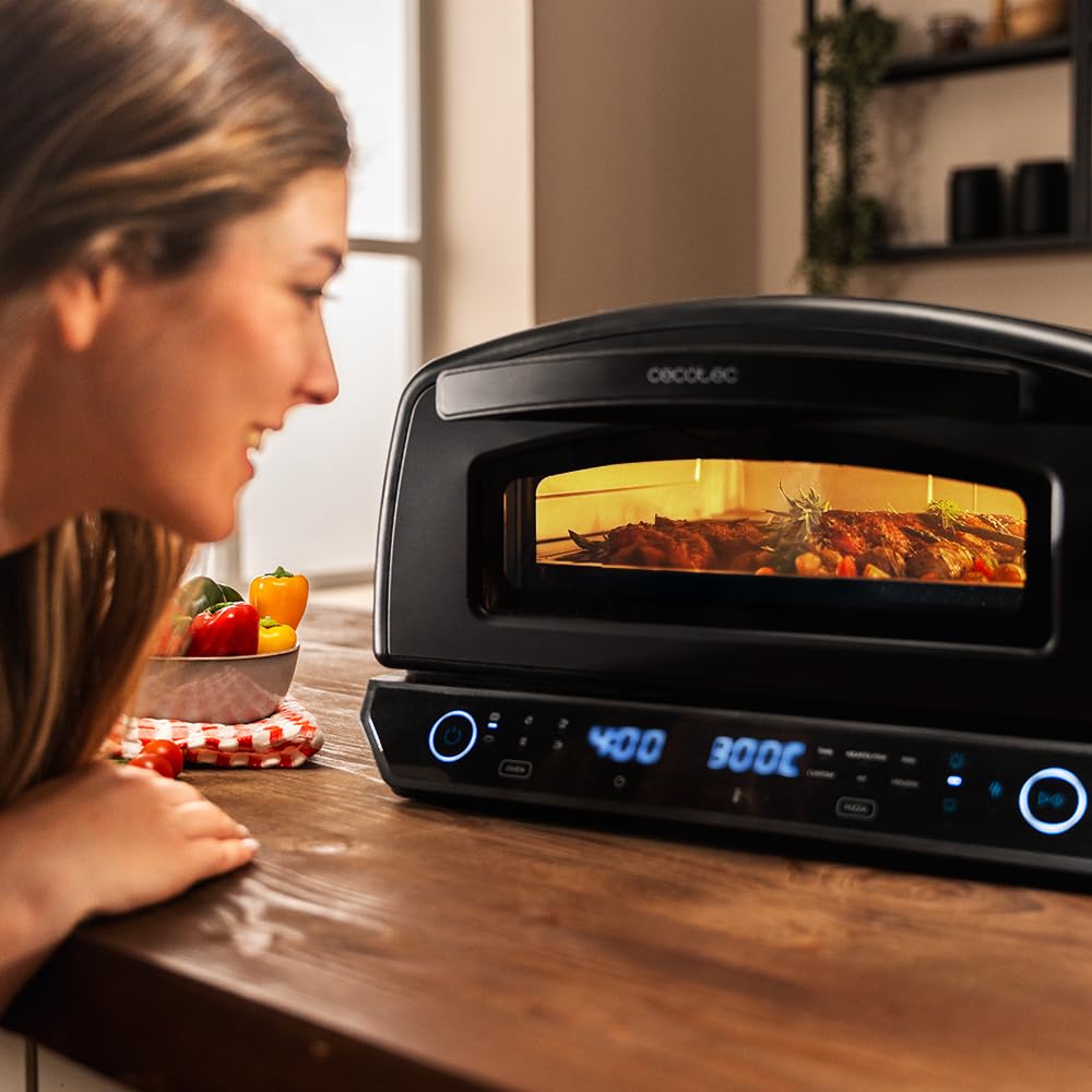 Cecotec Horno para Pizza Multifuncional Pizza&Co 500 Max. 2200W, 13L, Pantalla LED, Temperatura 60º-500ºC, Funciones Especiales, Doble Resistencia, Tamaño Pizzas 13", Accesorios Incluidos