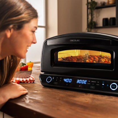 Cecotec Horno para Pizza Multifuncional Pizza&Co 500 Max. 2200W, 13L, Pantalla LED, Temperatura 60º-500ºC, Funciones Especiales, Doble Resistencia, Tamaño Pizzas 13", Accesorios Incluidos