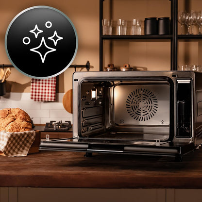 Cecotec Horno Eléctrico de Sobremesa de Vapor de 40L Bake&Steam 4000 Combi Gyro Advance. 2400W, Vapor, Convección y Freidora de Aire, 8 Funciones, Función de Autolimpieza, Rustidor y Depósito 1,4L