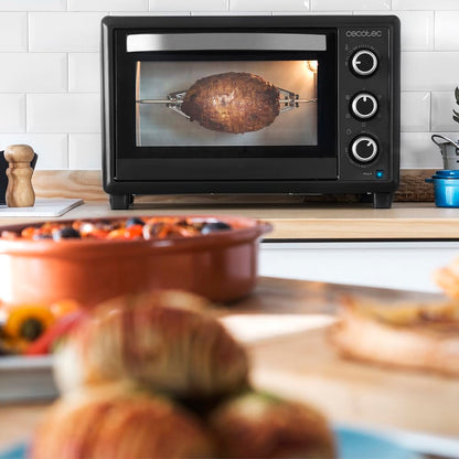 Cecotec Horno de Sobremesa Bake&Toast 3090 Black Gyro – 30 L, 1500W, 12 Funciones, Convección y Rustidor Giratorio