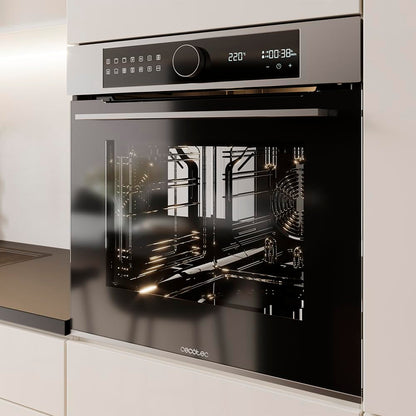 Cecotec Horno Integrable Pirolítico -73L Bolero Hexa P516000 Line. 3250W, 14 Funciones, Dual Display, Pizza y Airfryer Master, Cooling Fan, Precalentamiento Rápido, Modo Defrost, Convección, Modo Eco