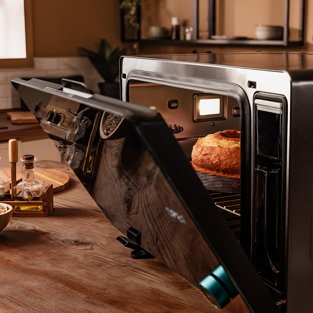 Cecotec Horno Eléctrico de Sobremesa de Vapor de 40L Bake&Steam 4000 Combi Gyro Advance. 2400W, Vapor, Convección y Freidora de Aire, 8 Funciones, Función de Autolimpieza, Rustidor y Depósito 1,4L