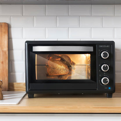 Cecotec Horno de Sobremesa Bake&Toast 3090 Black Gyro – 30 L, 1500W, 12 Funciones, Convección y Rustidor Giratorio