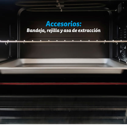 Grunkel - HR-23 - Horno eléctrico multifunción de sobremesa de 23l con 3 funciones de calor y selector de temperatura hasta 230ºC. Temporizador hasta 60 min - 1600W (Negro)