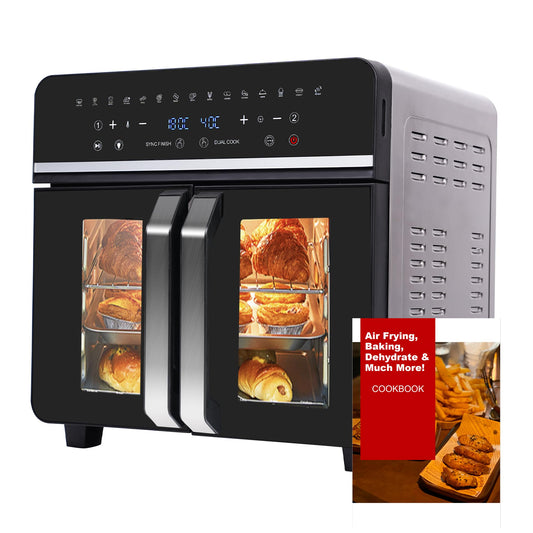 Freidora de Aire y Horno Eléctrico Emphsism XXL – 23 L, 2600W, Doble Compartimento, Pantalla LED Táctil, 15 Programas + 11 Accesorios