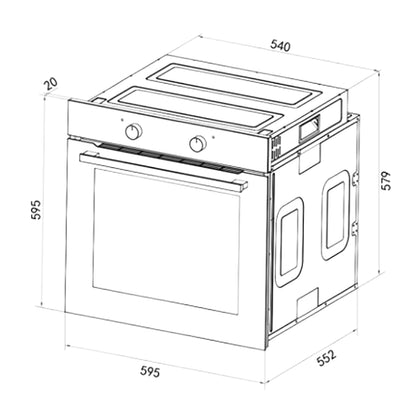 Cecotec Horno Integrable Convencional de 80L Bolero Hexa C126400 Line. 2800W, 5 Funciones, Bajo Consumo, Luz Interior, Steam Assist, Steam EasyClean, Puerta Fría con 2 Cristales