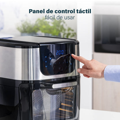 Princess Freidora de Aire y Horno Eléctrico 11 L – 1800W, 10 Programas, Pantalla Digital Táctil, Multifunción con Accesorios Incluidos